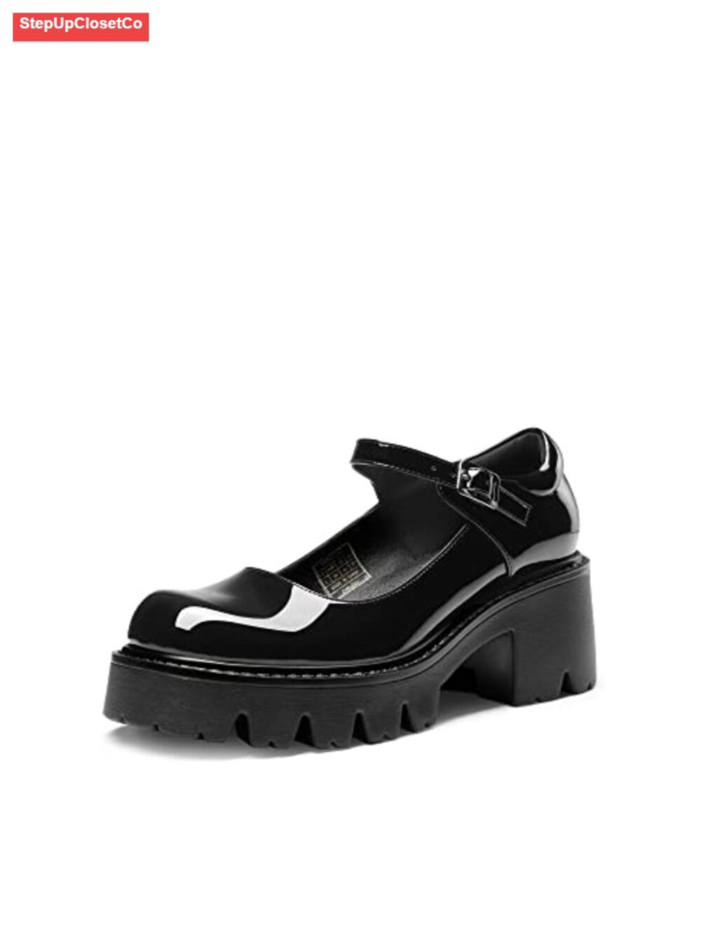 Chunky Platform Mary Jane Pumps Faux Leather Buckle Strap
